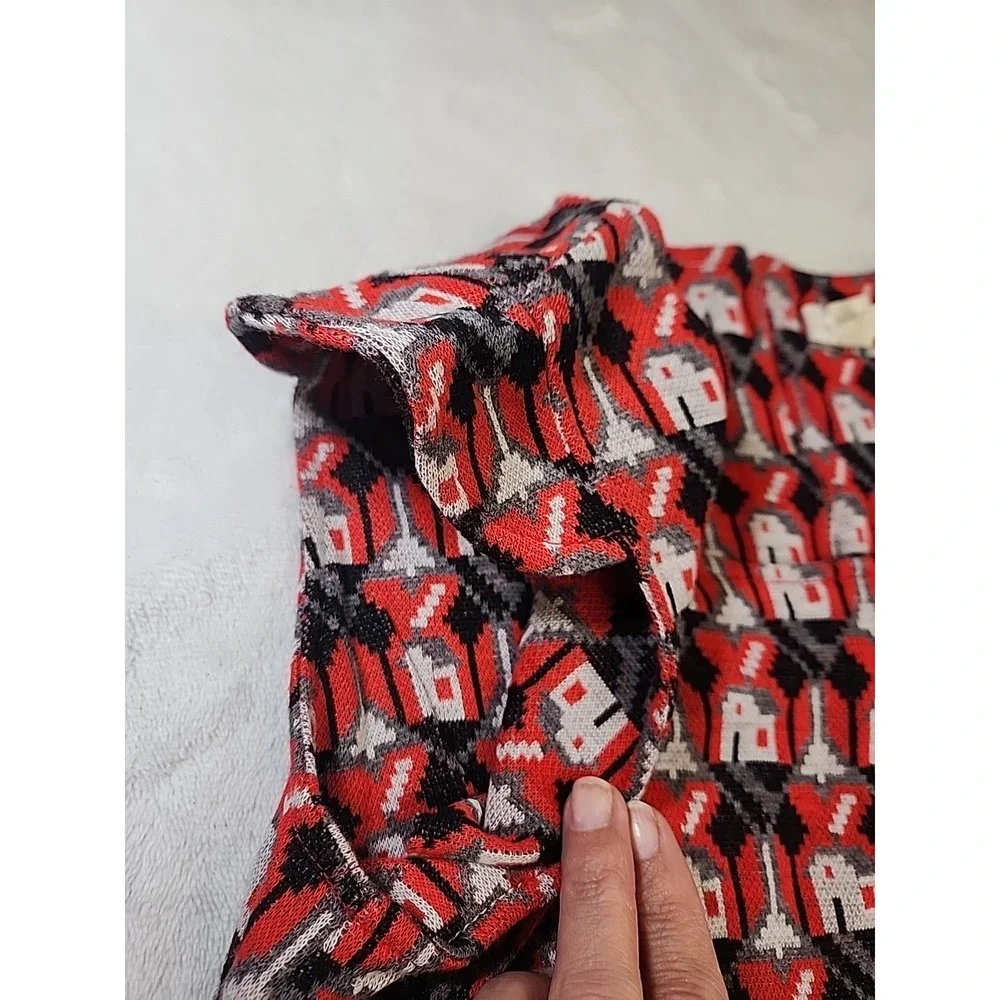 Vintage MOTHERHOOD Knit House Print Red Maternity Maxi‎ Dress SIZE M Acrylic